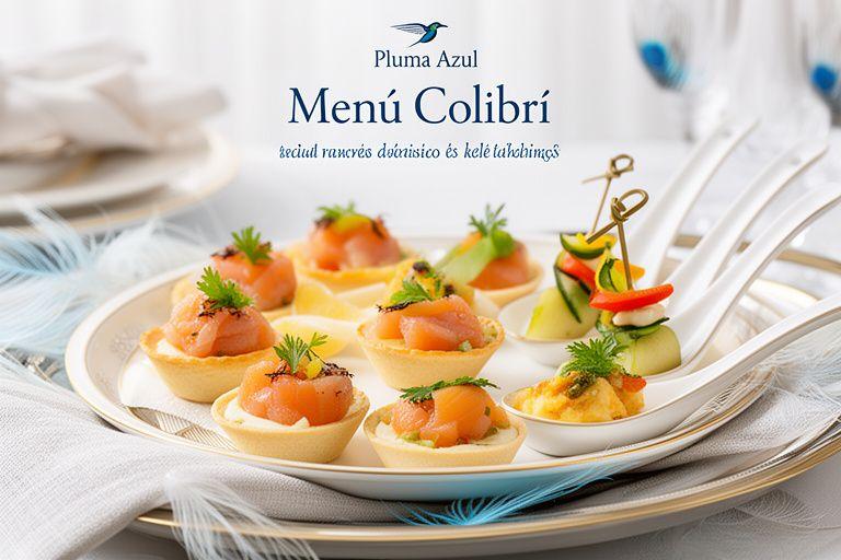 Presentación del Menú Colibrí con bocados ligeros y delicados para cóctel
